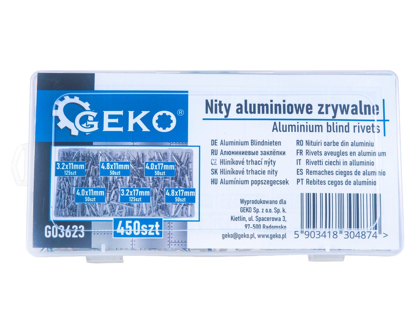 Σετ Τυφλών Πριτσινιών Αλουμινίου 450Τμχ GEKO