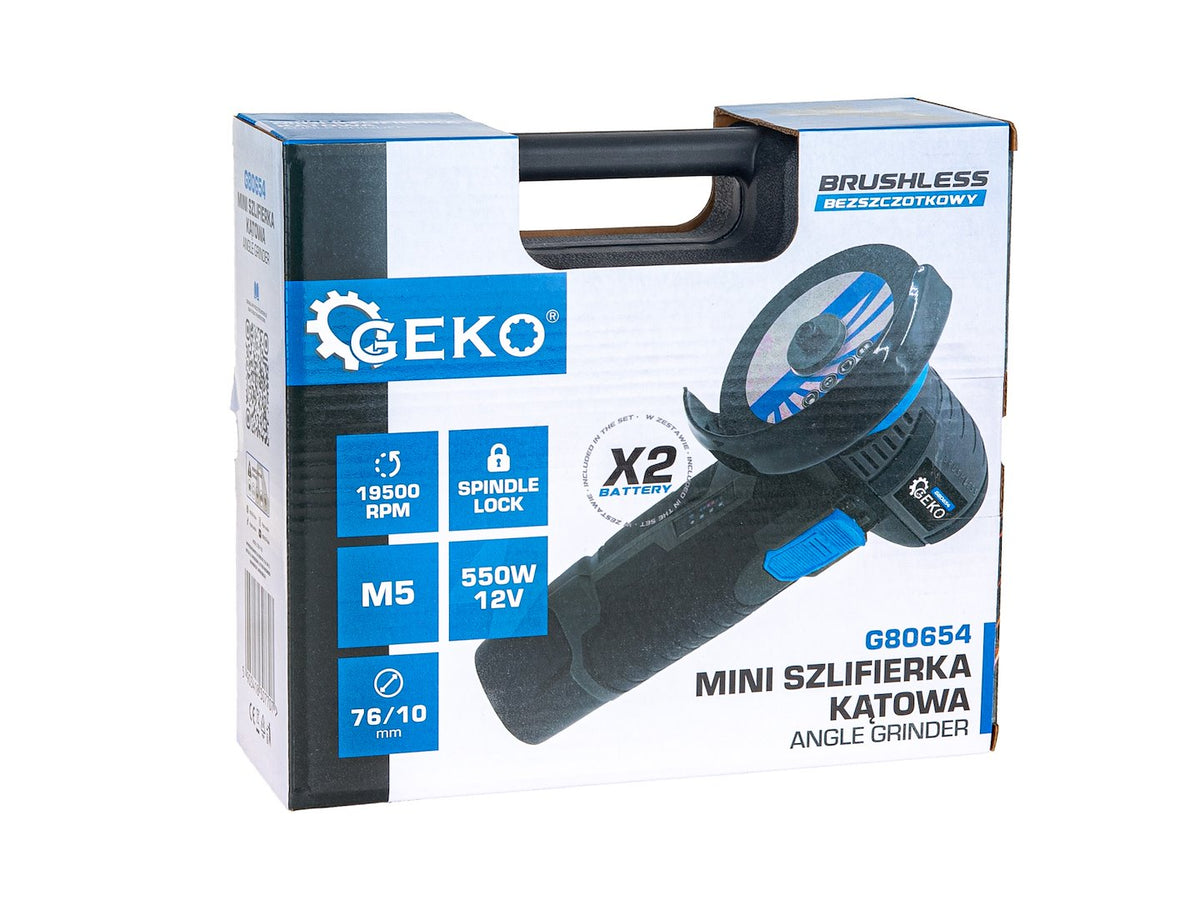 Επαναφορτιζόμενος Μίνι Γωνιακός Τροχός 76mm 12V Με 2 Μπαταρίες GEKO