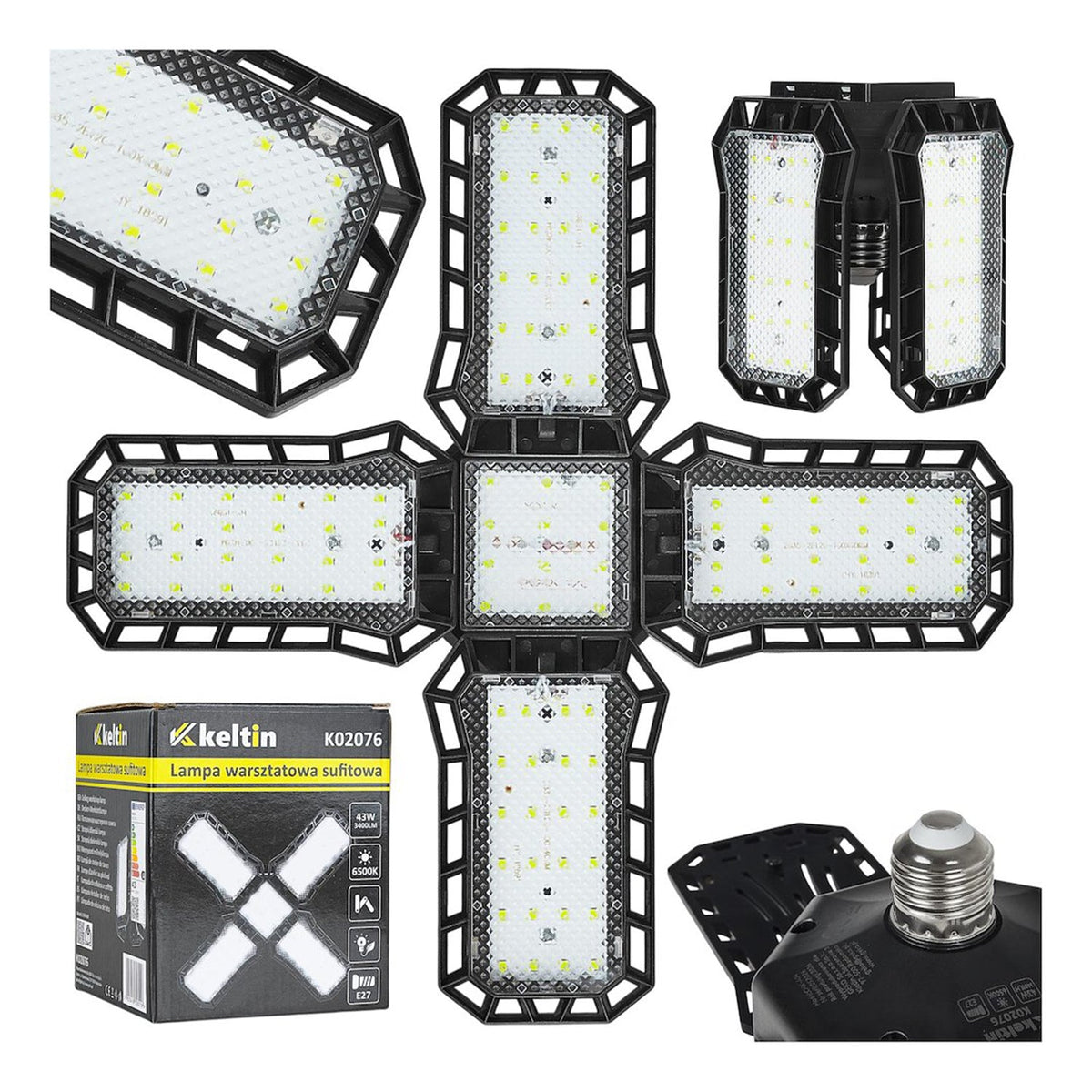 Αναδιπλούμενη Λάμπα Led E27 43W 3400lm 6500K KELTIN