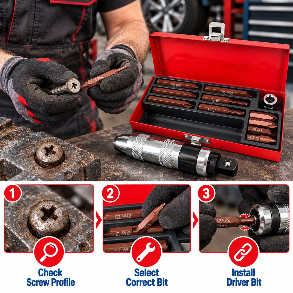 Σετ Κατσαβίδι Κρουστικό GEBO TOOLS