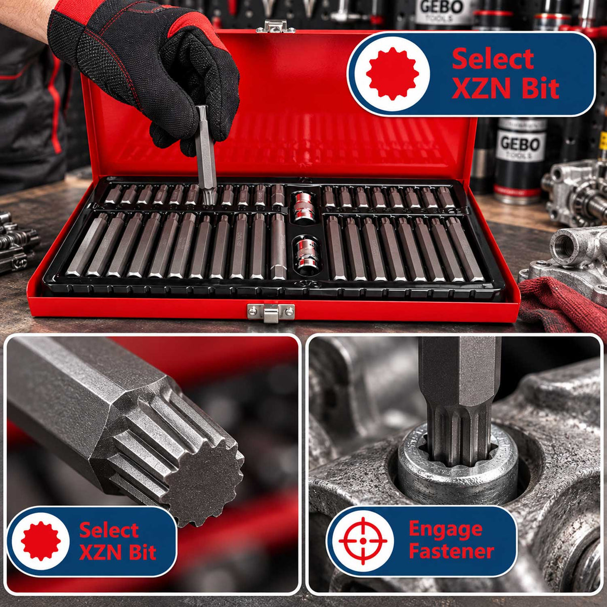 Σετ Μύτες Άλλεν Torx XZN HEX SPLINE Σε Μεταλλική Κασετίνα 40Τμχ GEBO TOOLS