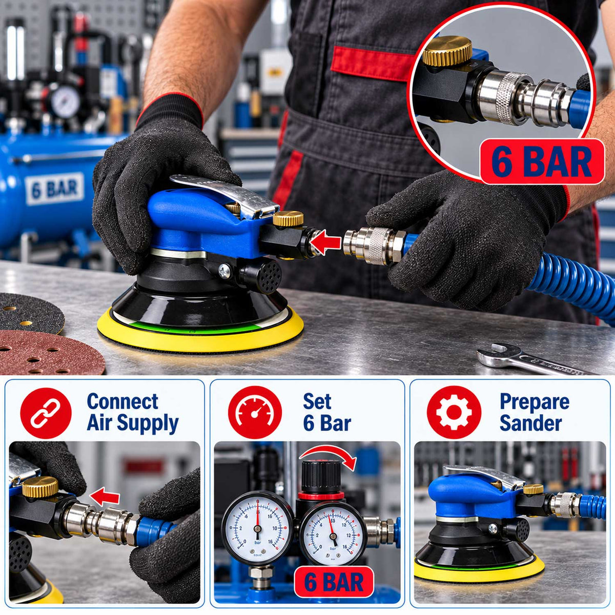 Αλοιφαδόρος Αέρος Έκκεντρος 150mm Μοντέλο 1 GEBO TOOLS