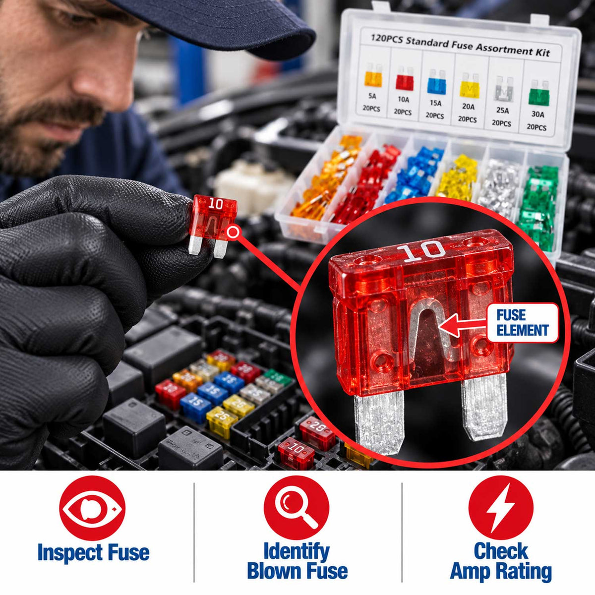 Σετ Ασφάλειες Αυτοκινήτου 5-30A 120Τμχ GEBO TOOLS