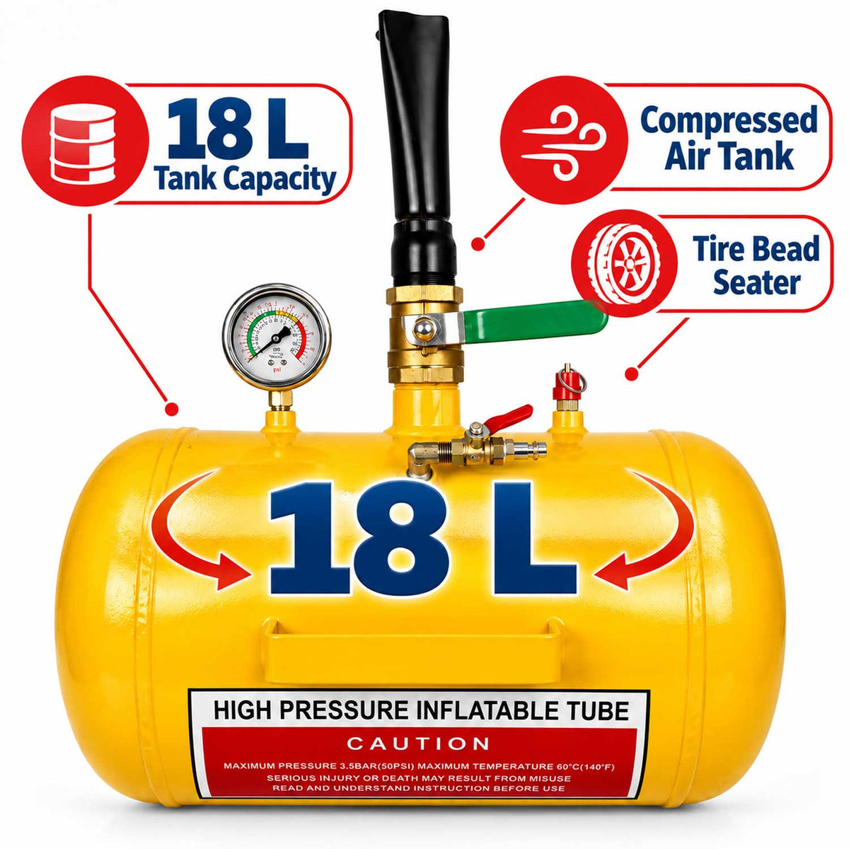 Καζανάκι Φουσκώματος Ελαστικών 18L GEBO TOOLS