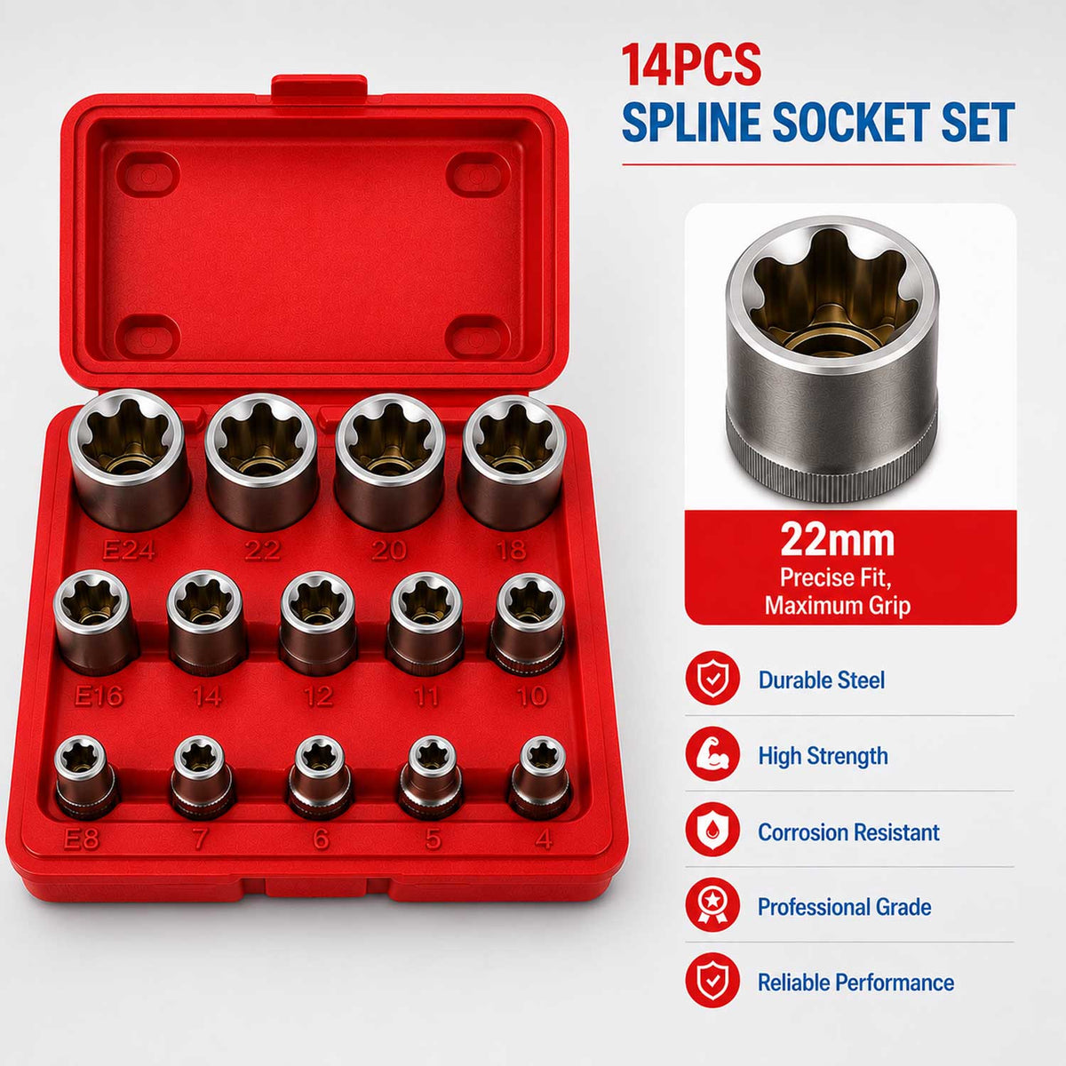 Σετ Καρυδάκια Προφίλ Ε Ε4-Ε24 1/4" 3/8" 1/2" 14Τμχ GEBO TOOLS