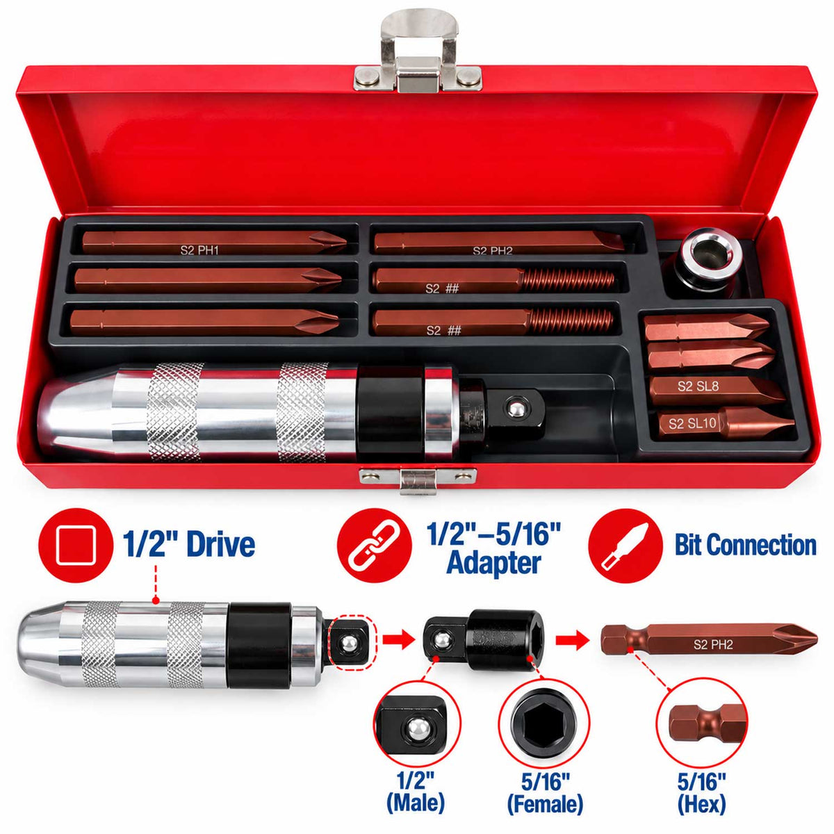 Σετ Κατσαβίδι Κρουστικό GEBO TOOLS
