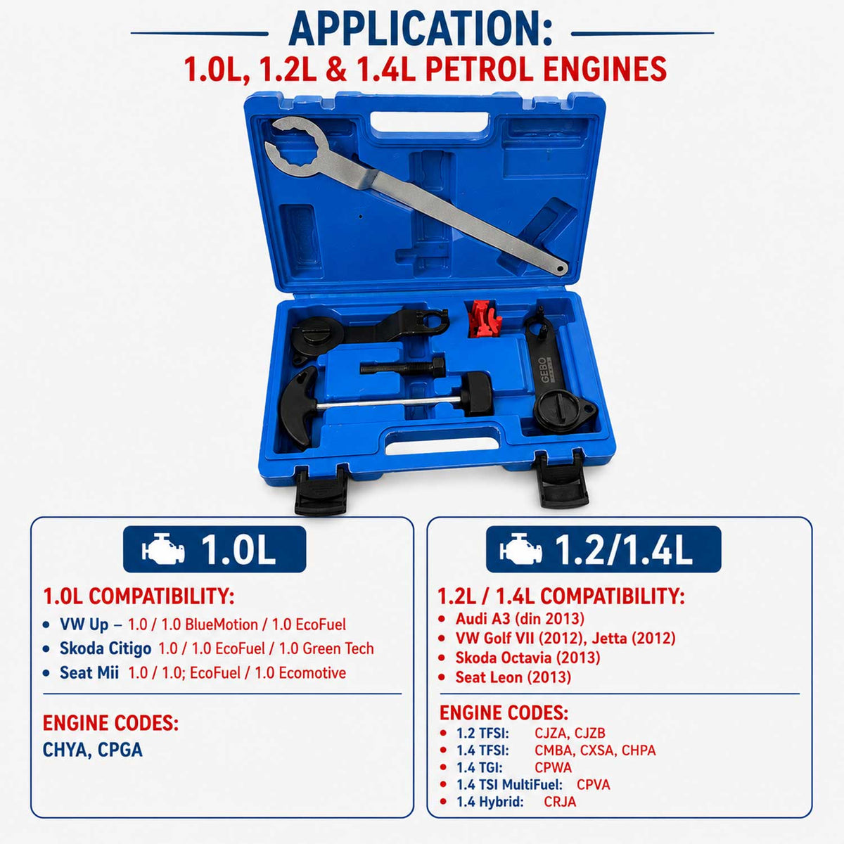 Κιτ Χρονισμού VAG 1.0 1.2 1.4 TSI TFSI TGI GEBO TOOLS