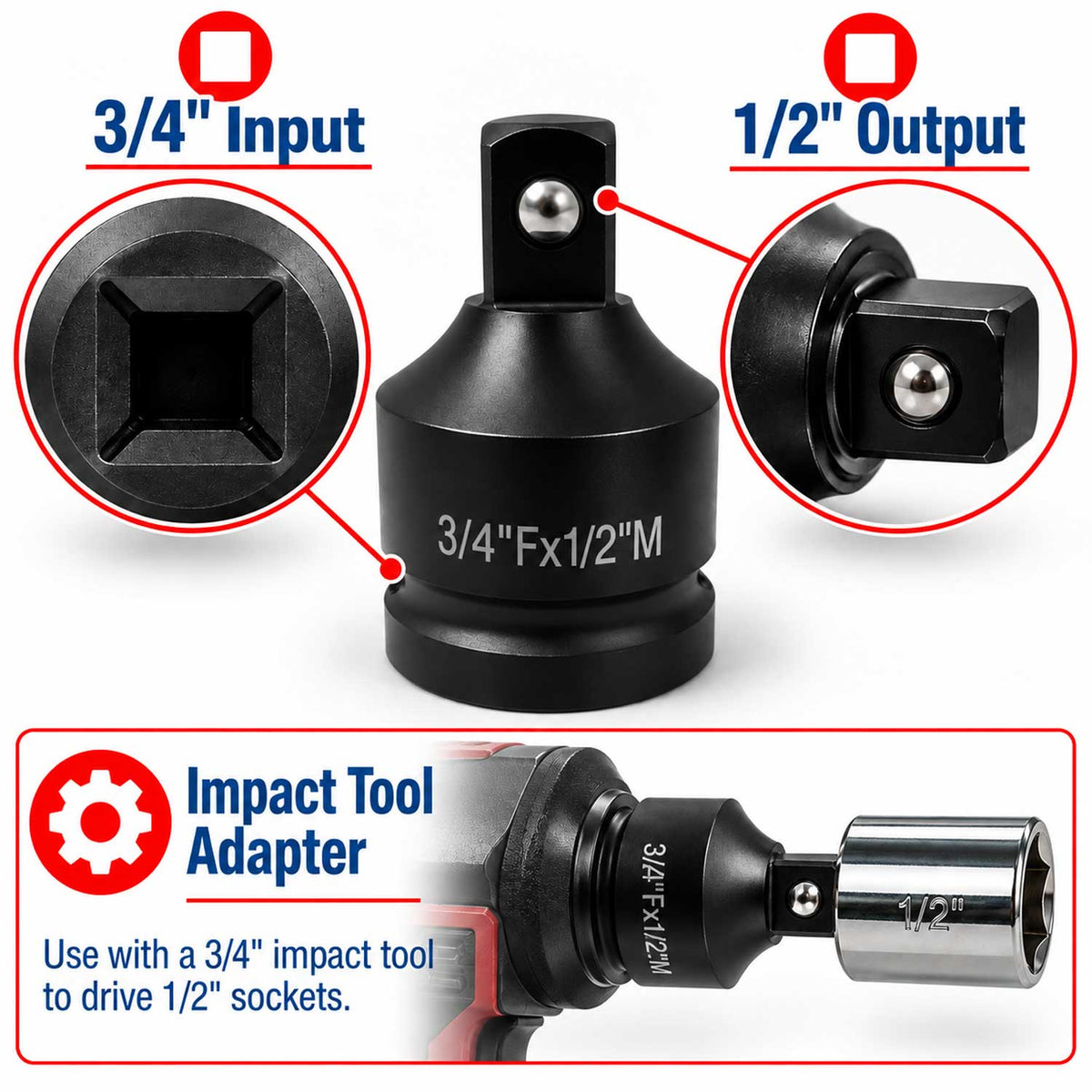 Καρυδάκι Συστολή Αέρος 3/4" 1/2" GEBO TOOLS