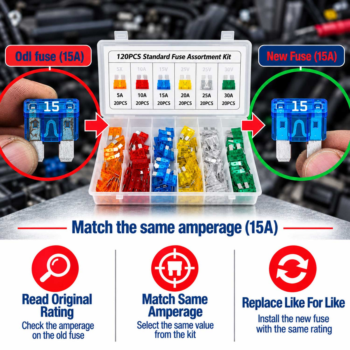 Σετ Ασφάλειες Αυτοκινήτου 5-30A 120Τμχ GEBO TOOLS