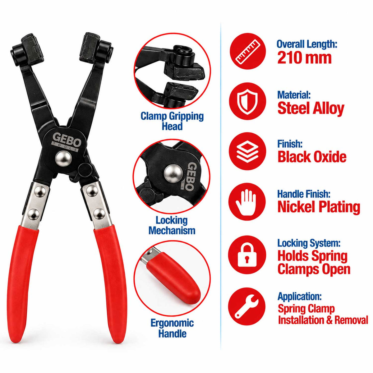 Πένσα Σφιγκτήρων Κολάρων 210mm GEBO TOOLS