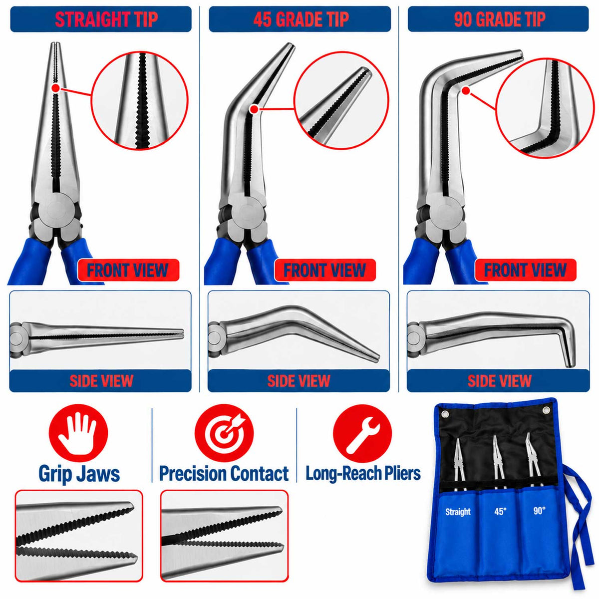 Σετ Μυτοτσίμπιδα Έξτρα Μακριά 400mm 3Τμχ GEBO TOOLS