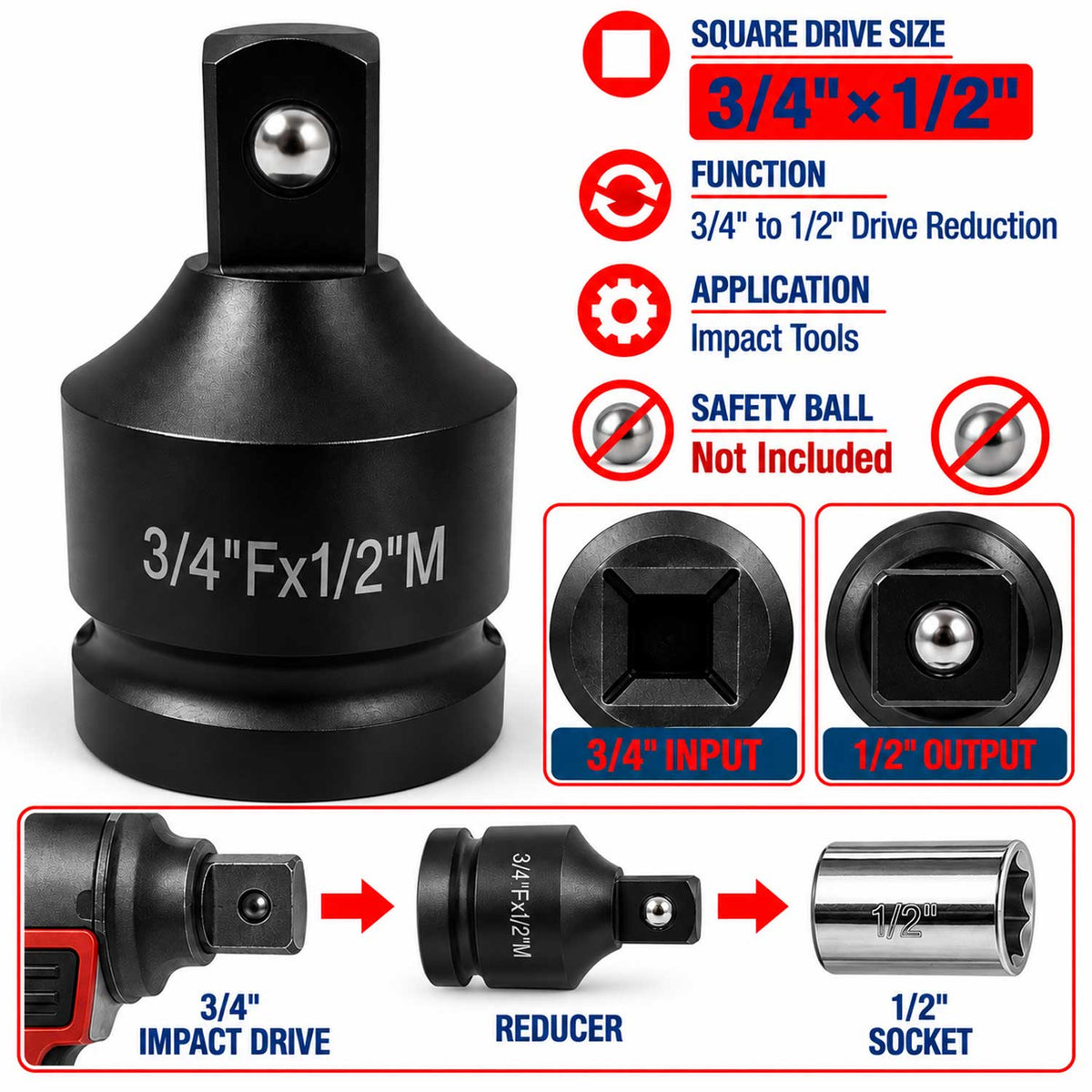 Καρυδάκι Συστολή Αέρος 3/4" 1/2" GEBO TOOLS