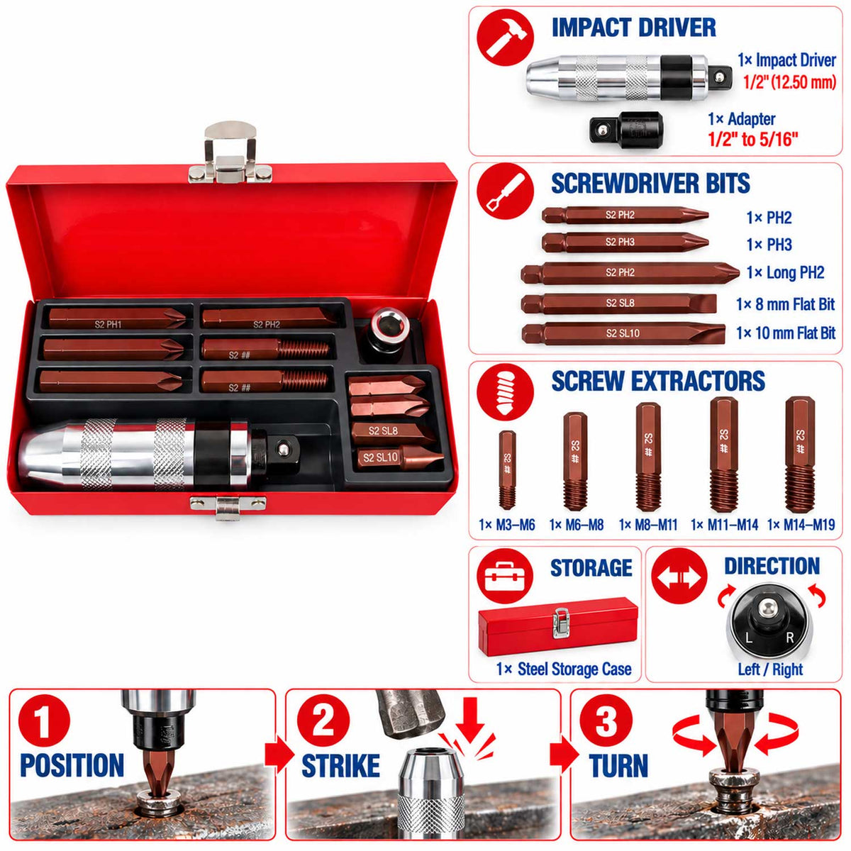Σετ Κατσαβίδι Κρουστικό GEBO TOOLS
