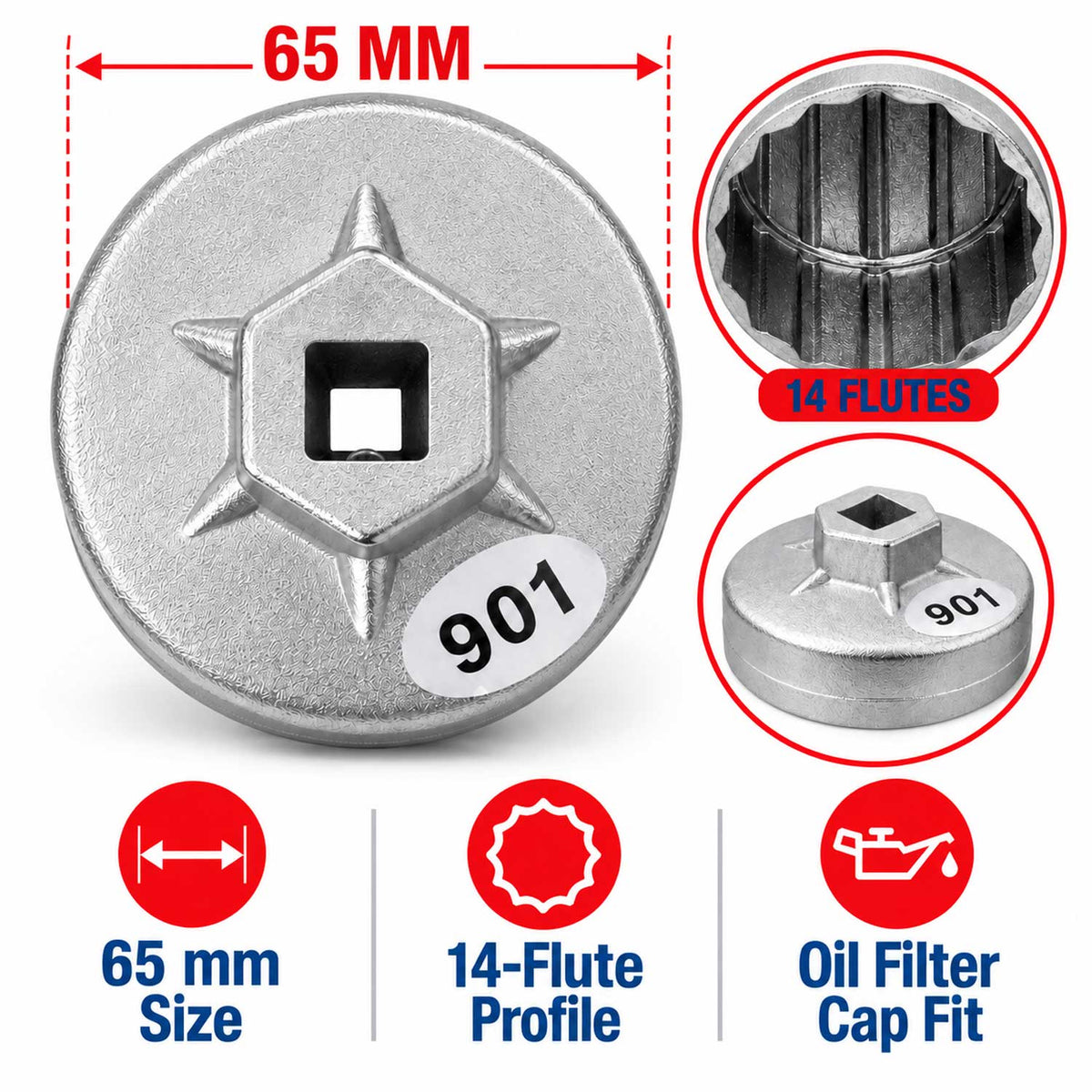 Φιλτρόκλειδο Κούπα Λαδιού Κινητήρα 65mm GEBO TOOLS
