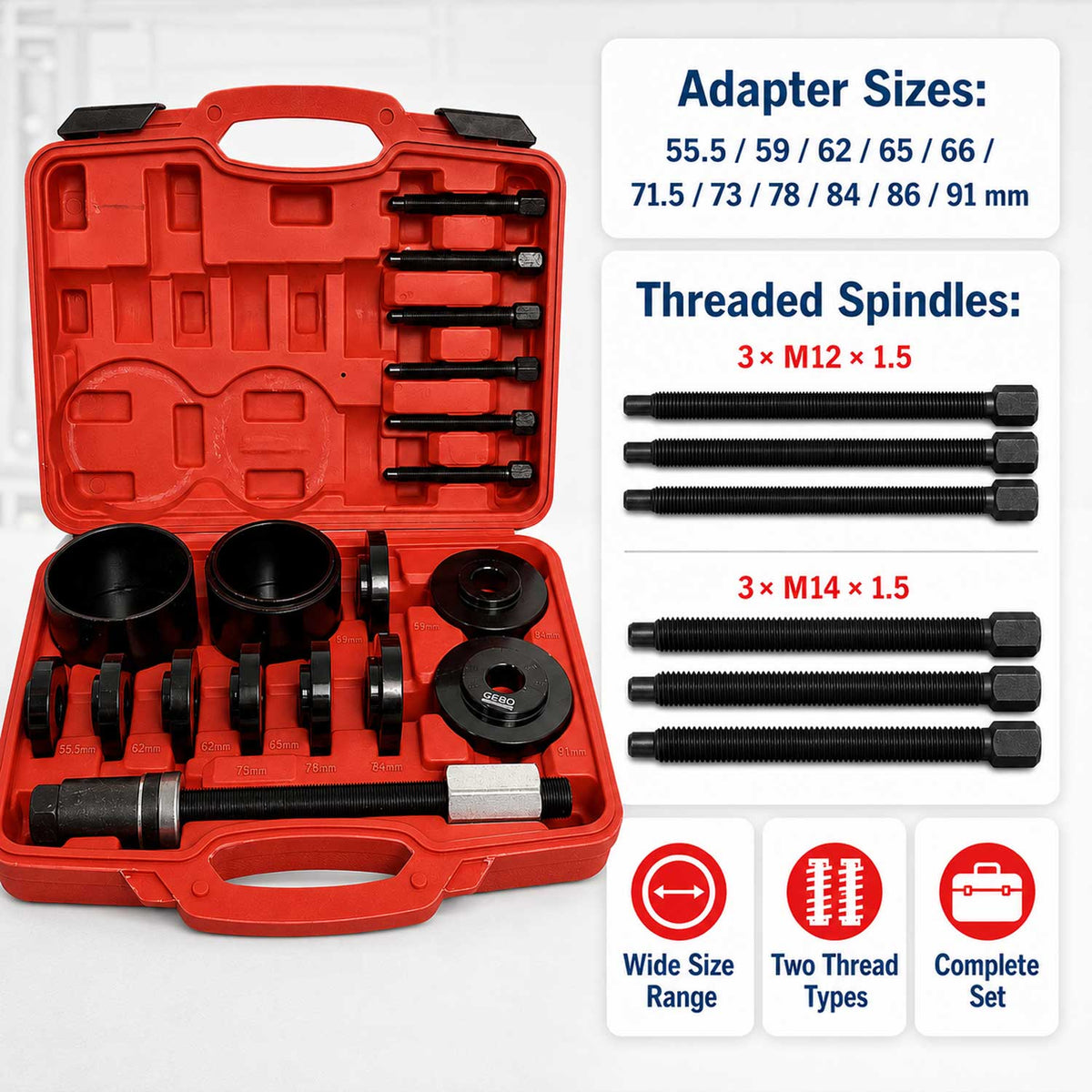 Εξολκέας Ρουλεμάν Πλήμνης Τροχού 55-91mm GEBO TOOLS