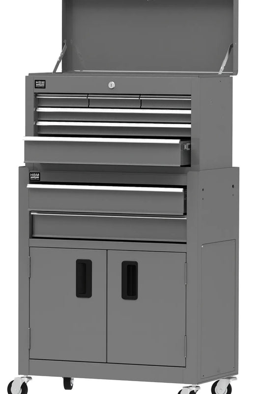Τροχηλάτος Μεταλλικός Εργαλειοφόρος Με 8 Συρτάρια 2Τμχ Γκρι Premium HBM Ολλανδία