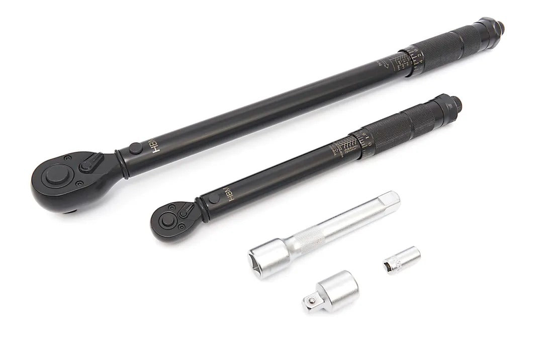 Σετ Δυναμόκλειδα 1/4” (5–25 NM) ȘI 1/2” (2–210 NM) Με Προέκταση 125mm Και Αντάπτορα 5Τμχ HBM Ολλανδία