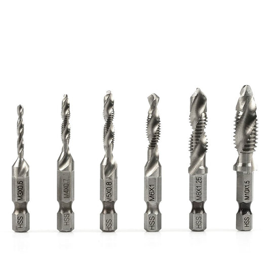 Σετ Τρυπάνια Με Κολαούζο HSS HEX 1/4" M3-M10 6Τμχ