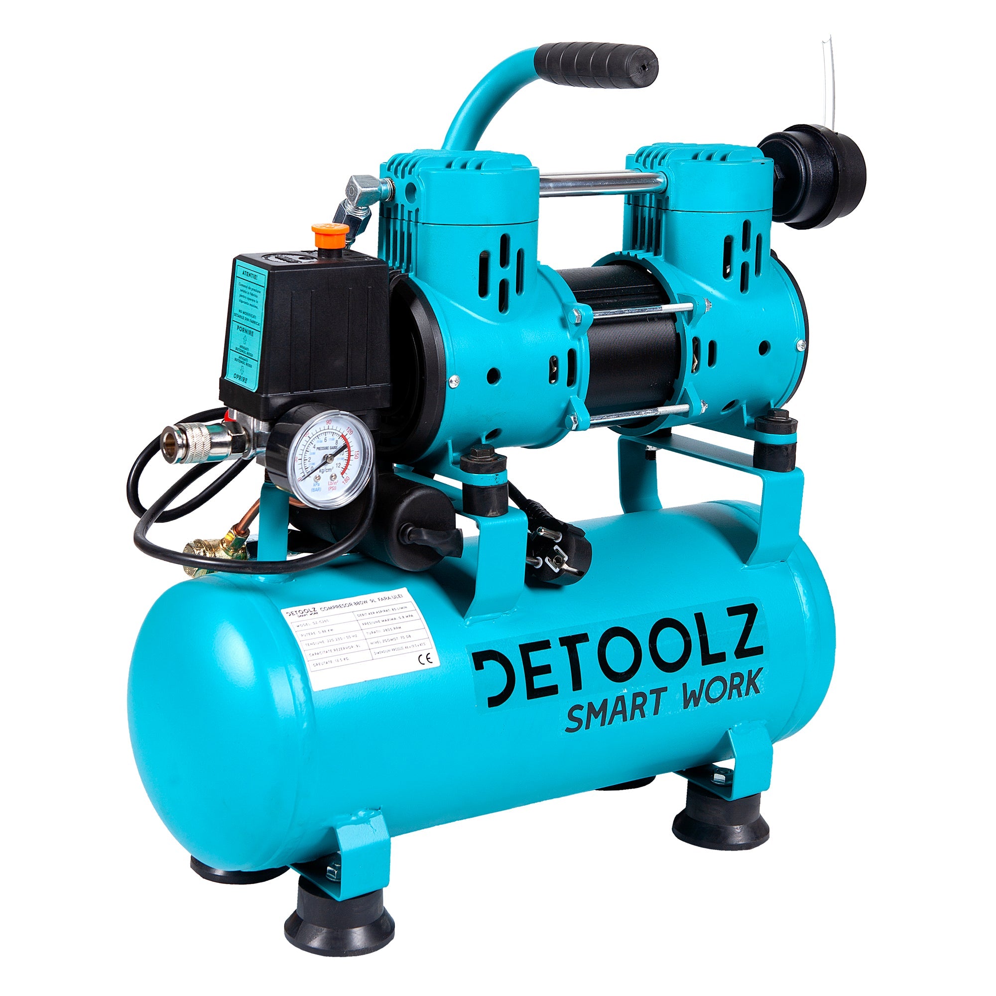 Συμπιεστησ Αερα Χωρισ Λαδι 880W 9L Detoolz