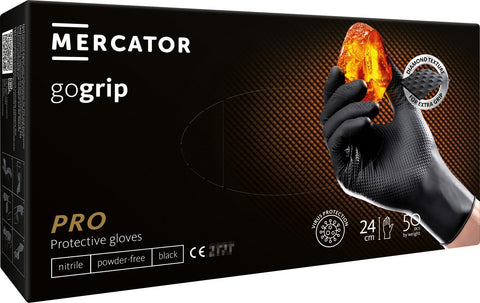 Γάντια Νιτριλίου GOGRIP Premium L 50 Τμχ Μαύρο MERCATOR
