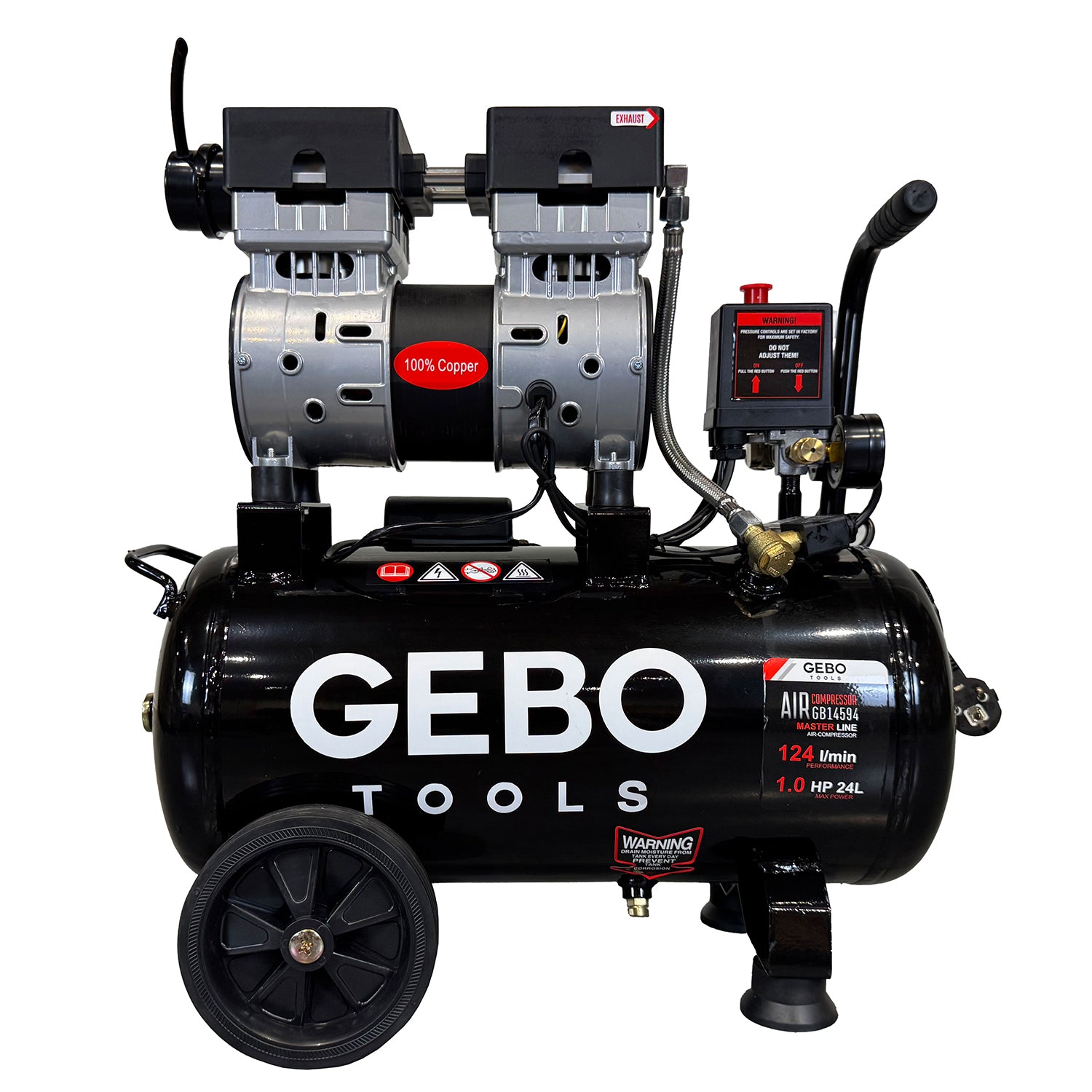 Αθόρυβος Συμπιεστής Χωρίς Λάδι 24L GEBO TOOLS