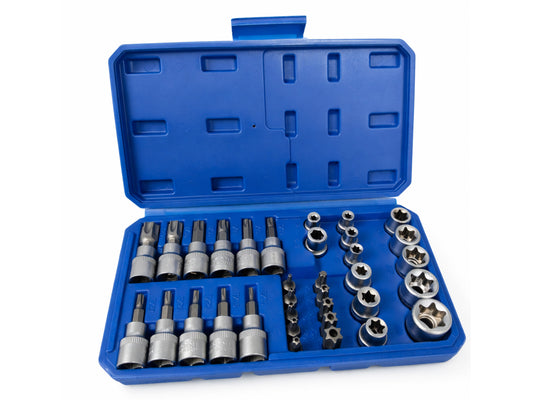 Σετ Καρυδάκια 3/8" Προφίλ Ε Και Μύτες Torx 34Τμχ GEBO TOOLS