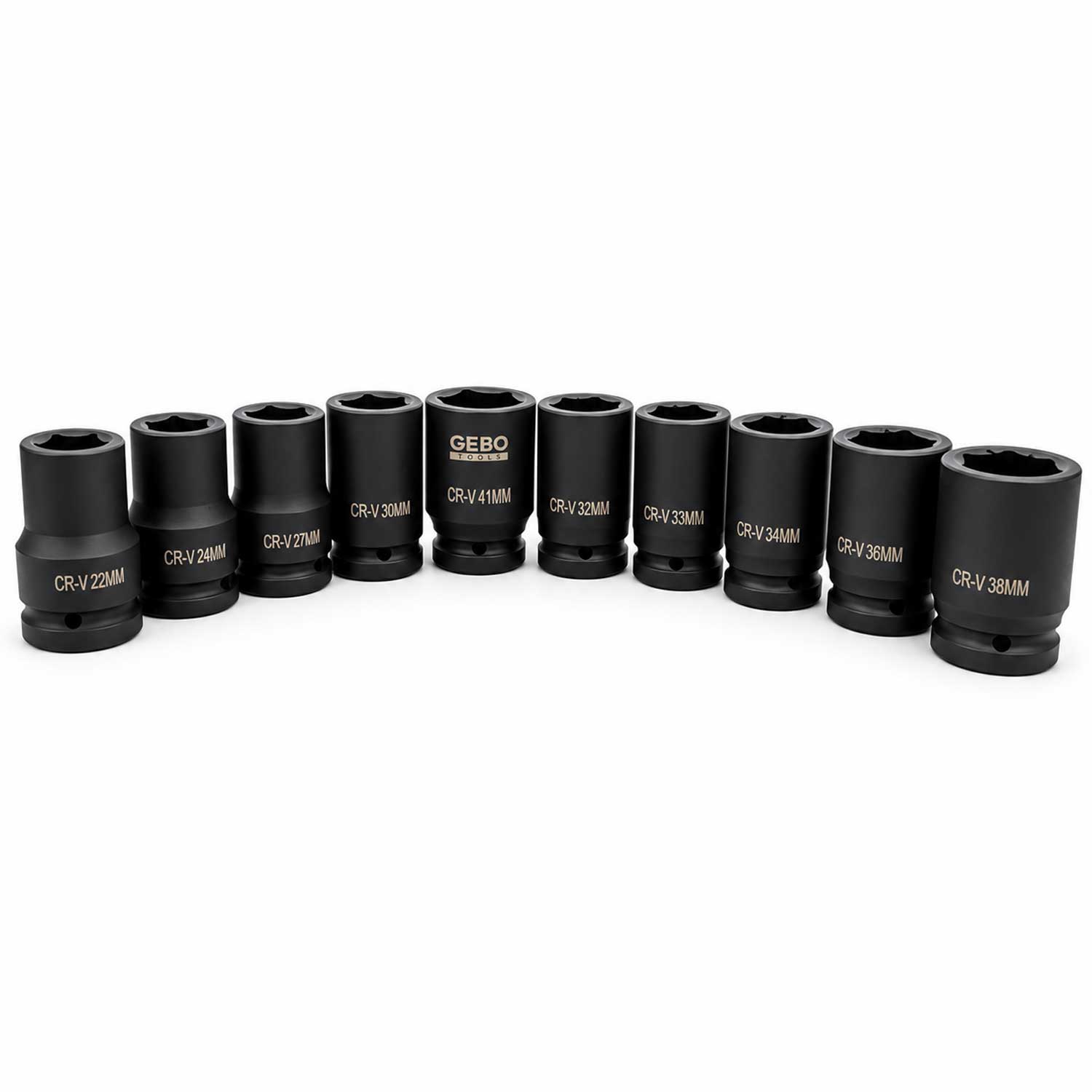 Σετ Μακριά Καρυδάκια Κρουστικά 1'' 22-41 mm 10 Τμχ GEBO TOOLS
