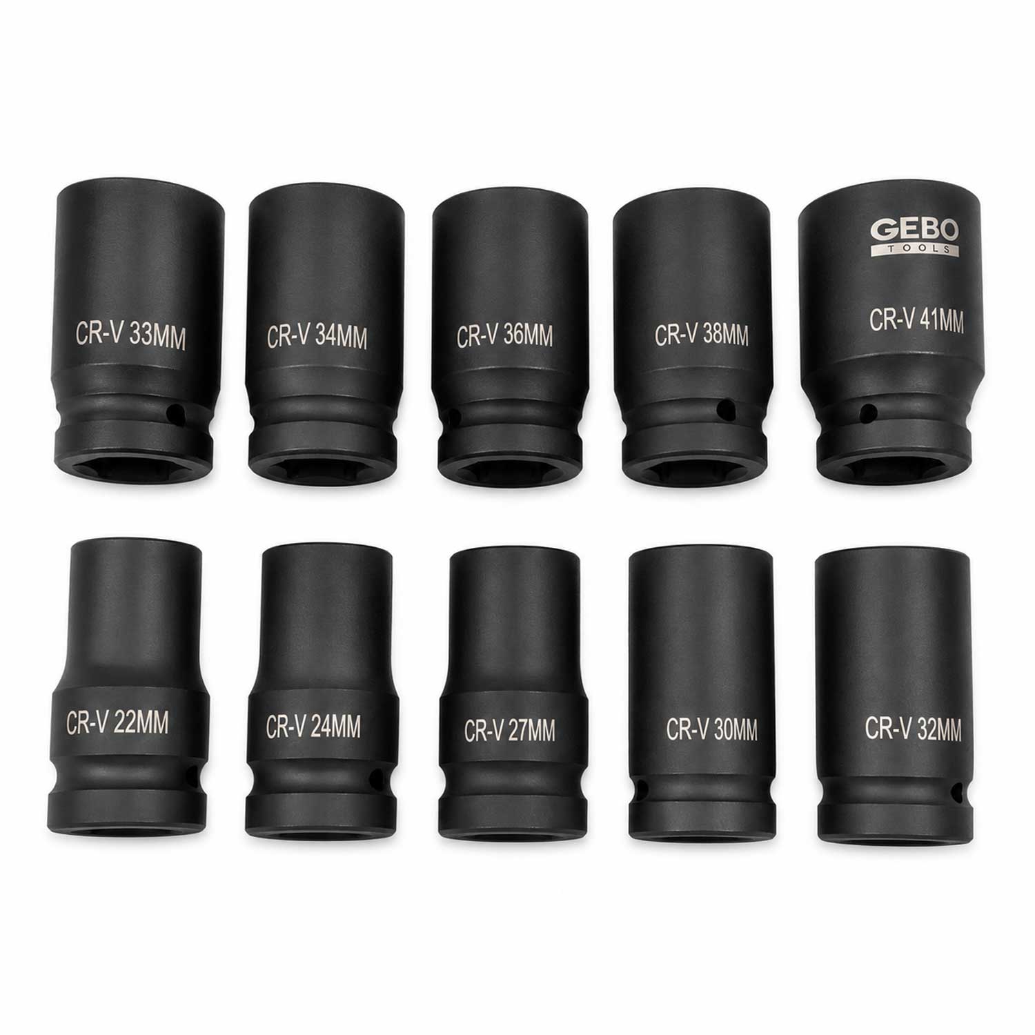 Σετ Μακριά Καρυδάκια Κρουστικά 1'' 22-41 mm 10 Τμχ GEBO TOOLS