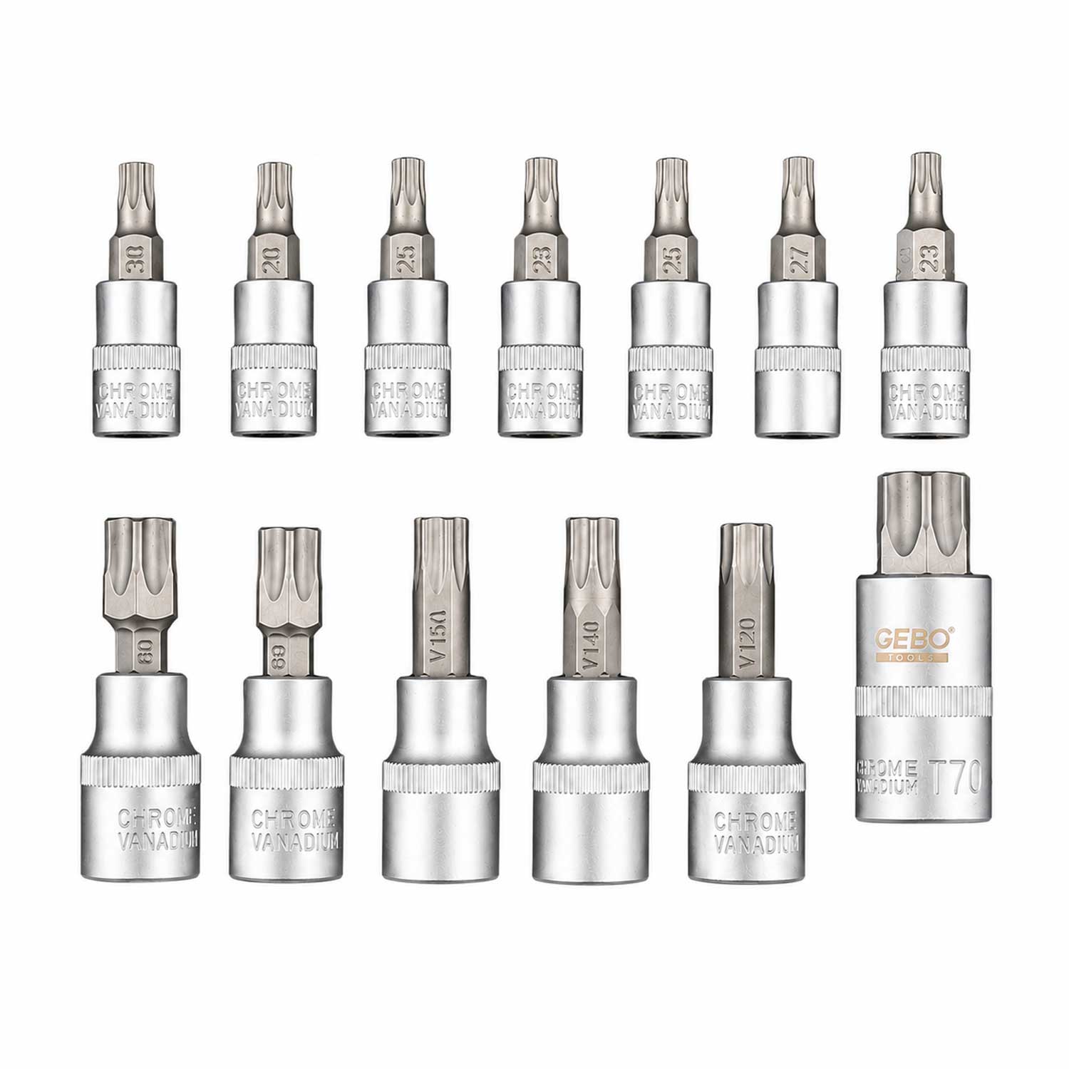 Σετ Καρυδάκια Με Μύτες Torx 5 Πλευρών  TS8-TS60 12 Τμχ GEBO TOOLS
