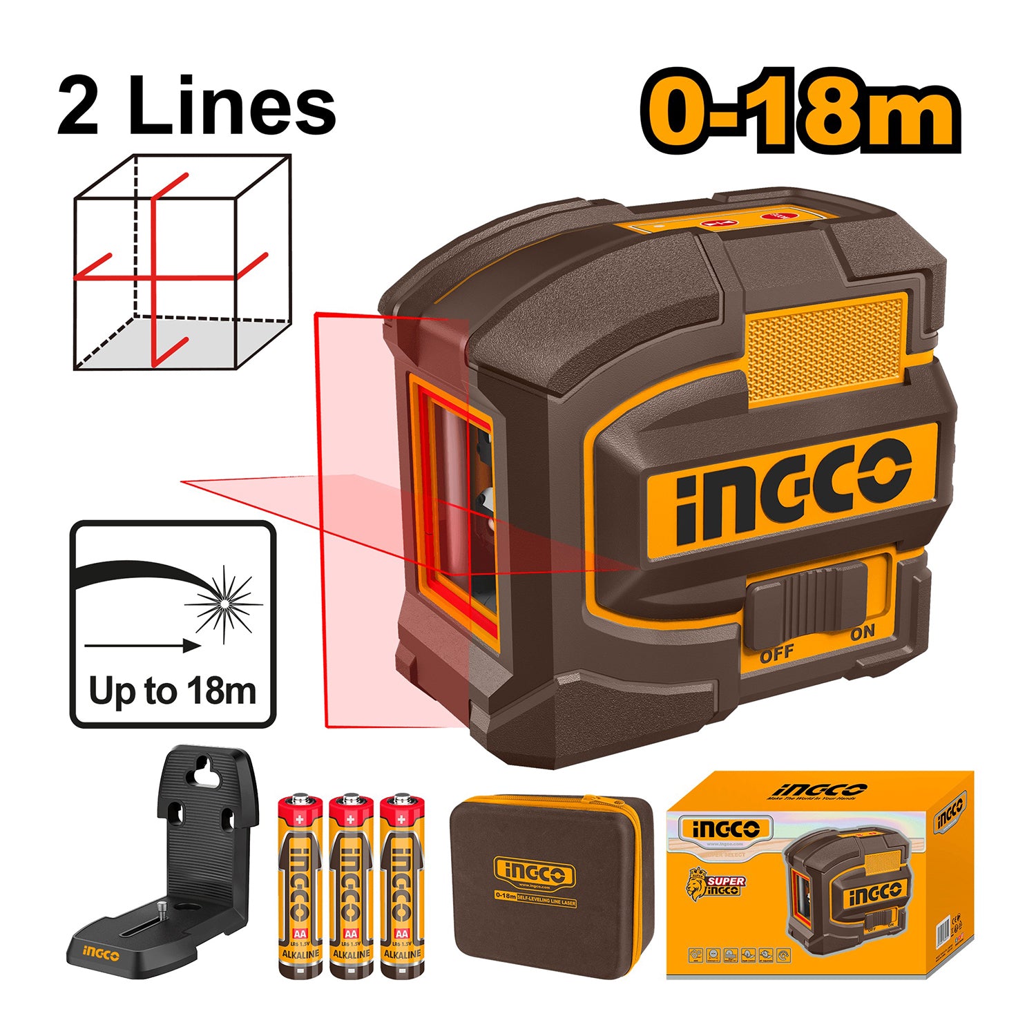 Αλφάδι Laser Αυτοαλφαδιαζόμενο 0-18m INGCO