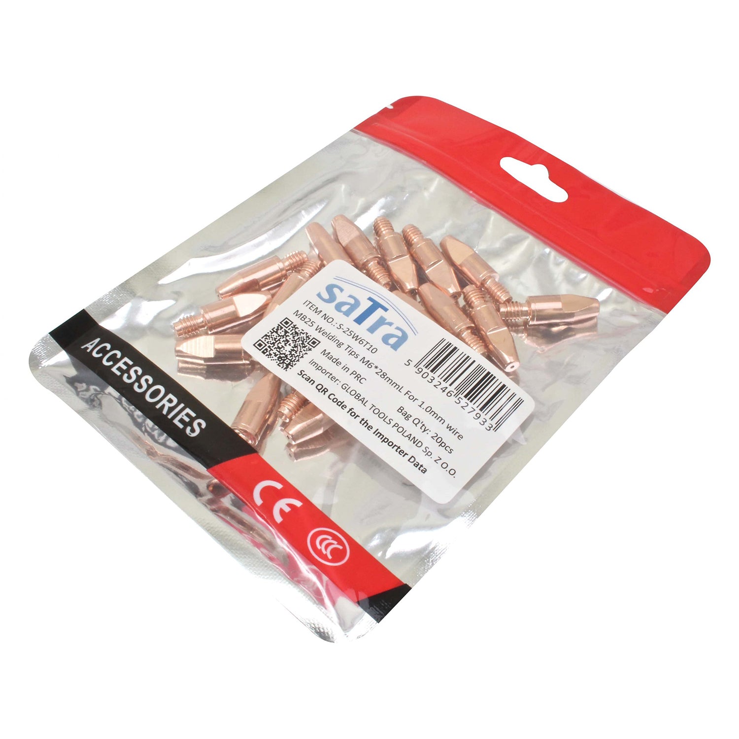 Σετ Μπεκ Επαφής Συγκόλλησης MIG/MAG M6x28mm Για Σύρμα 1.0μμ MB25/MB24/MB36 20 Τμχ