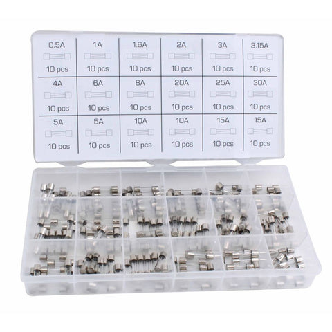 Ασφάλειες Αυτοκινήτου Γυάλινες 5x20mm Σετ 180 Τμχ