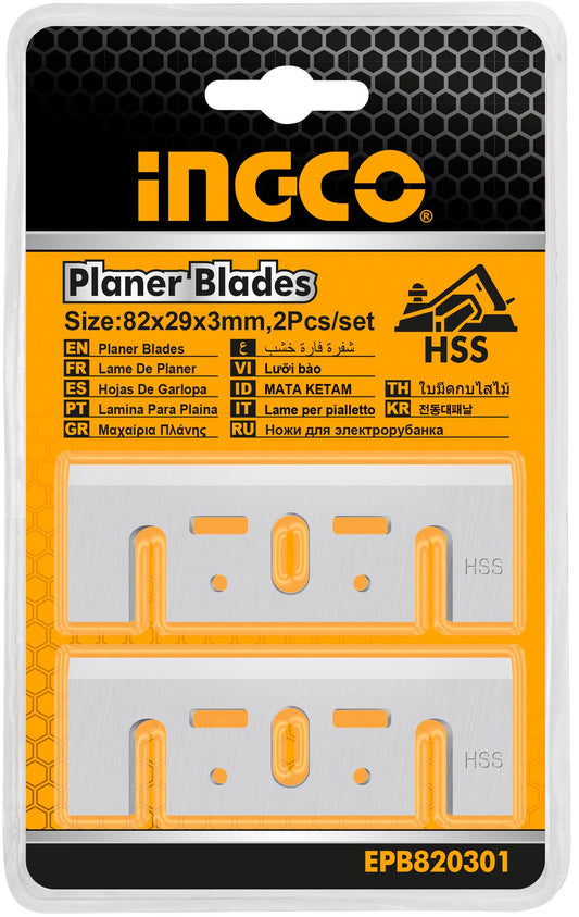 Σετ 2 Λεπίδες Hss Για Πλάνη 82X29X3Mm Ingco