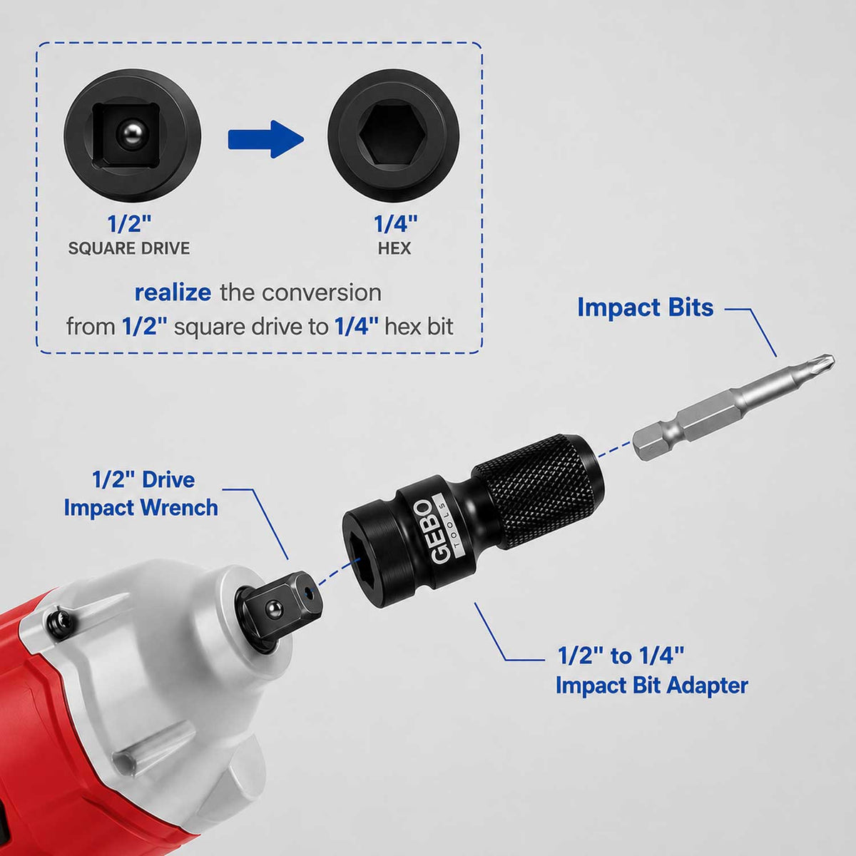 Αντάπτορας Για Μύτες 1/2"-1/4" GEBO TOOLS