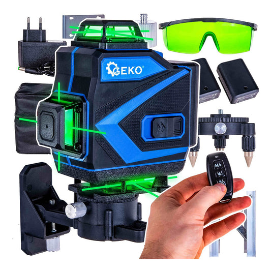 Aλφάδι Laser 360° 4D Με 2 Επαναφορτιζόμενες Μπαταρίες GEKO