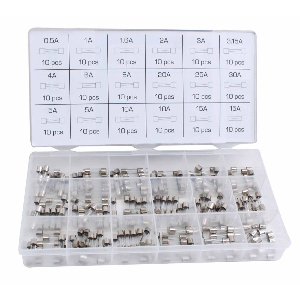 Ασφαλειεσ Αυτοκινητου Γυαλινεσ 5 X 20Mm Σετ 180 Temaxia