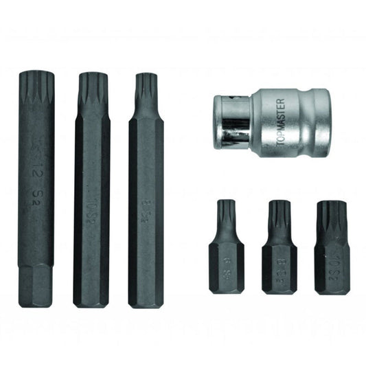 Καρυδακια Xzn 1/2" Με Κοντη Και Μακρια Μυτη M6-M12 Σετ 7 Τεμαχια Topmaster