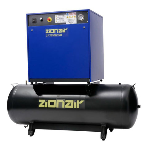 Αθόρυβος Αεροσυμπιεστής Με Star-Delta 7.5kw 11Bars 500L 400V ZIONAIR