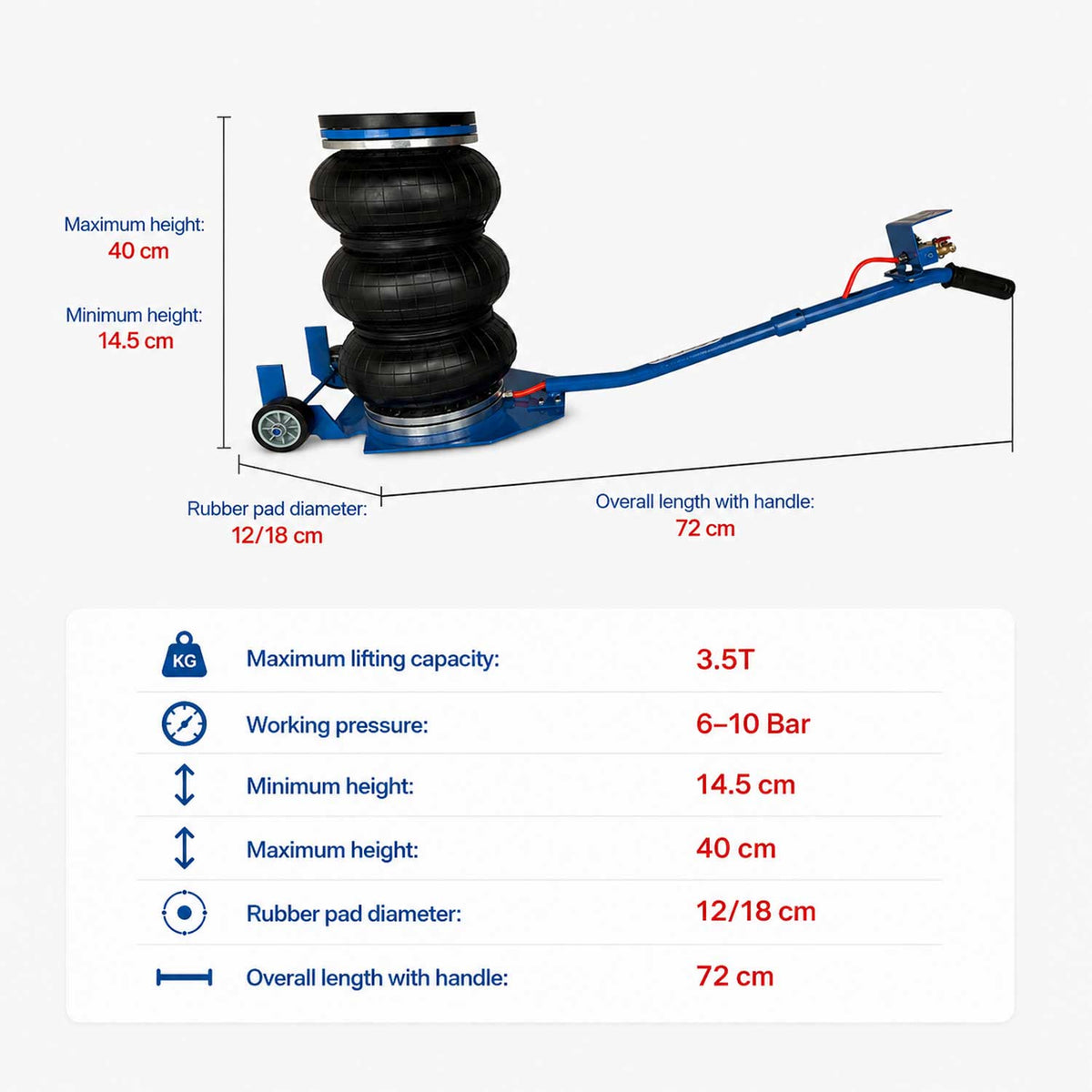 Γρύλος Αέρος με 3 Φούσκες 3500Kg GEBO TOOLS