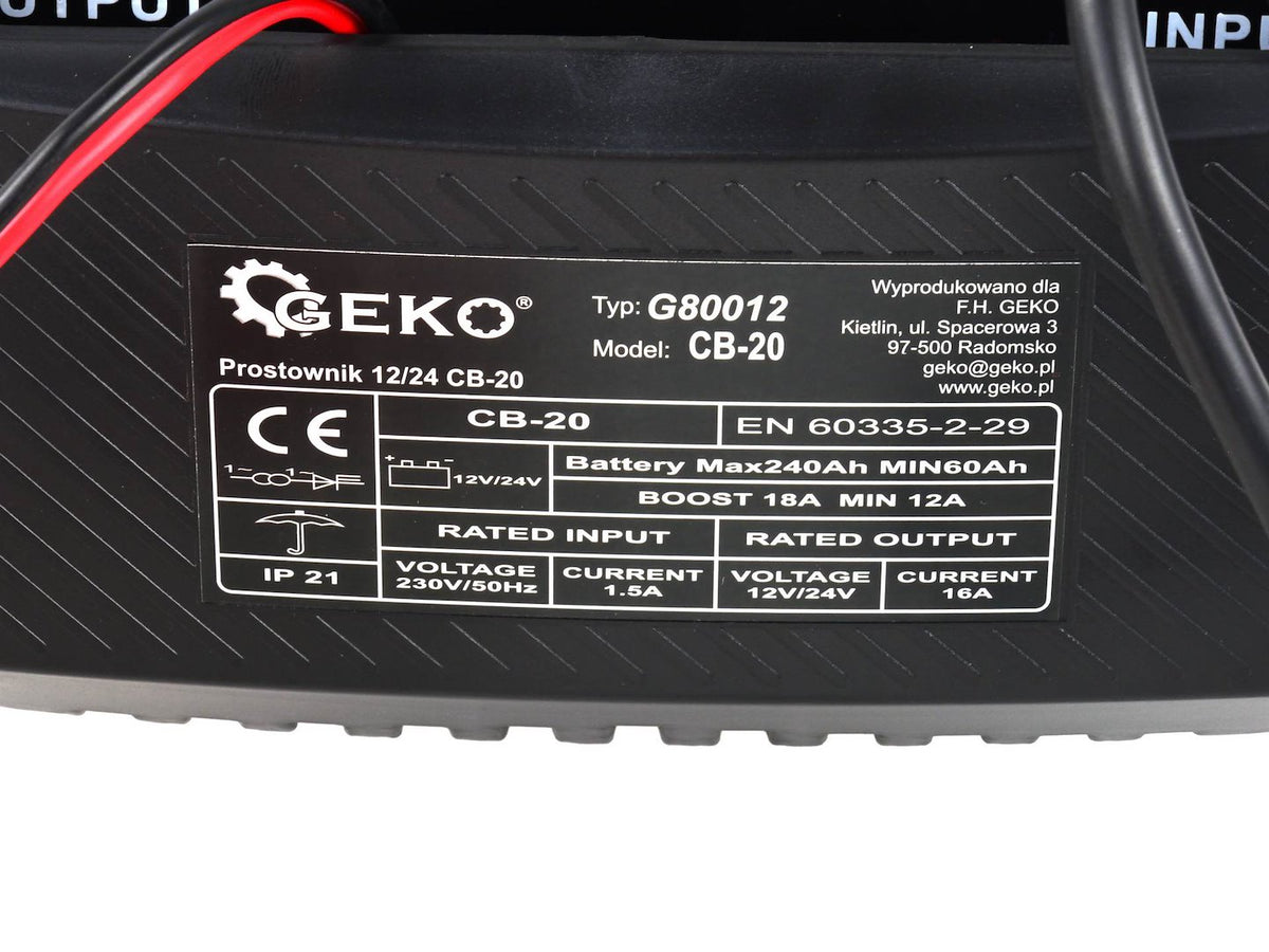Φορτιστής Μπαταρίας Αυτοκινήτου 12/24V CB-20 12-18A Για Μπαταρίες 60-240Αh GEKO