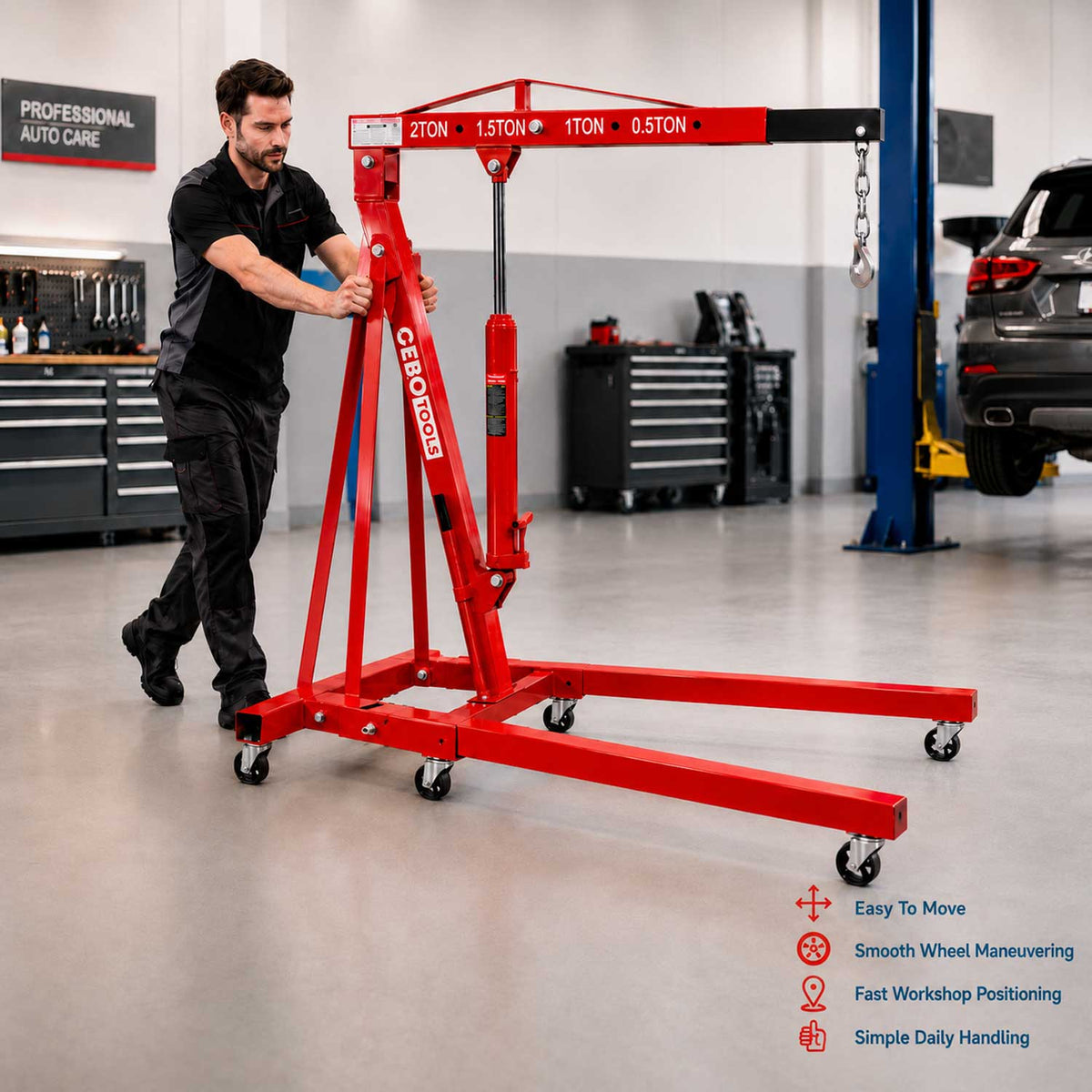 Γερανάκι Ανύψωσης Κινητήρων Υδραυλικό 2T GEBO TOOLS