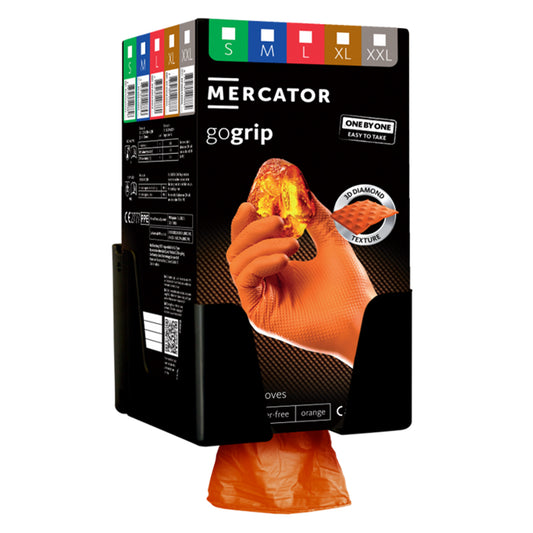 Σετ Γάντια Νιτριλίου Mercator GoGrip One By One Premium Πορτοκαλί Μέγεθος L 100Τμχ