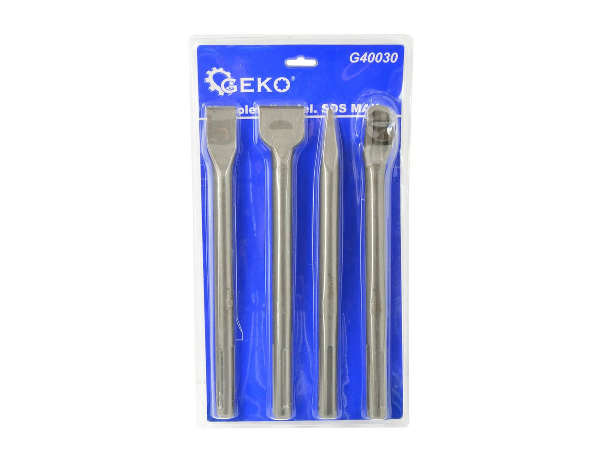 Σετ Καλέμια SDS Max 250mm Για Μπετόν Τοιχοποιία Πέτρα Και Σοβά 4Τμχ GEKO