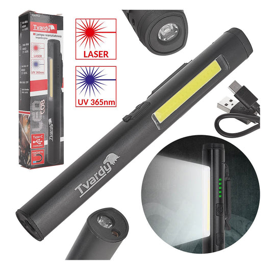 Λάμπα Led Cob Με Laser Και UV Με Μαγνήτη Επαναφορτιζόμενη 5w 400Lumens