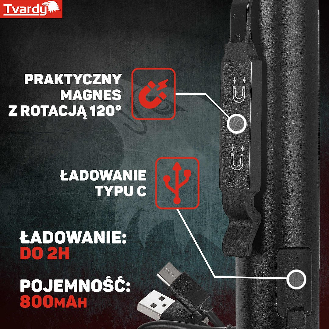 Λάμπα Led Cob Με Laser Και UV Με Μαγνήτη Επαναφορτιζόμενη 5w 400Lumens