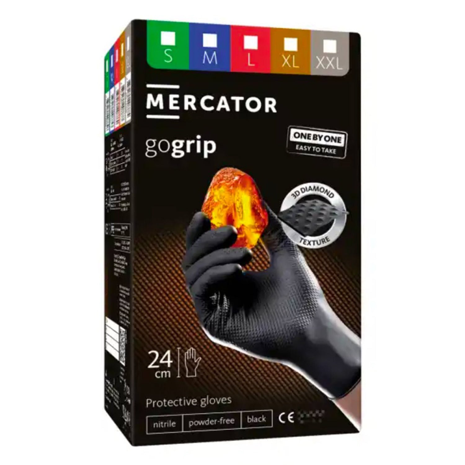 Γάντια Νιτριλίου Premium Mercator GoGrip One By One, Μεγέθους M, Μαύρα, 100Τμχ