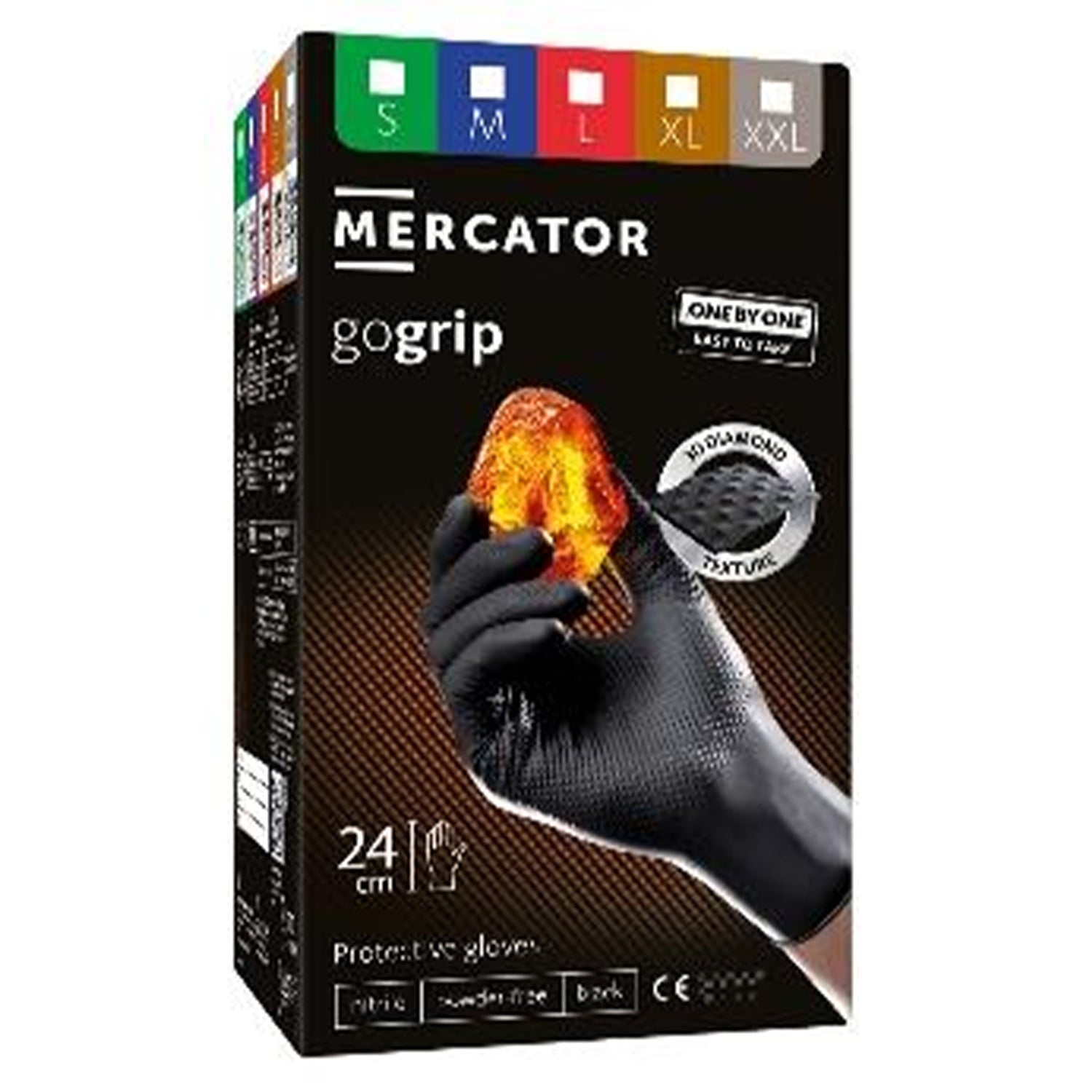 Σετ Γάντια Νιτριλίου Mercator GoGrip One By One Premium Μαύρο Μέγεθος XL 100Τμχ