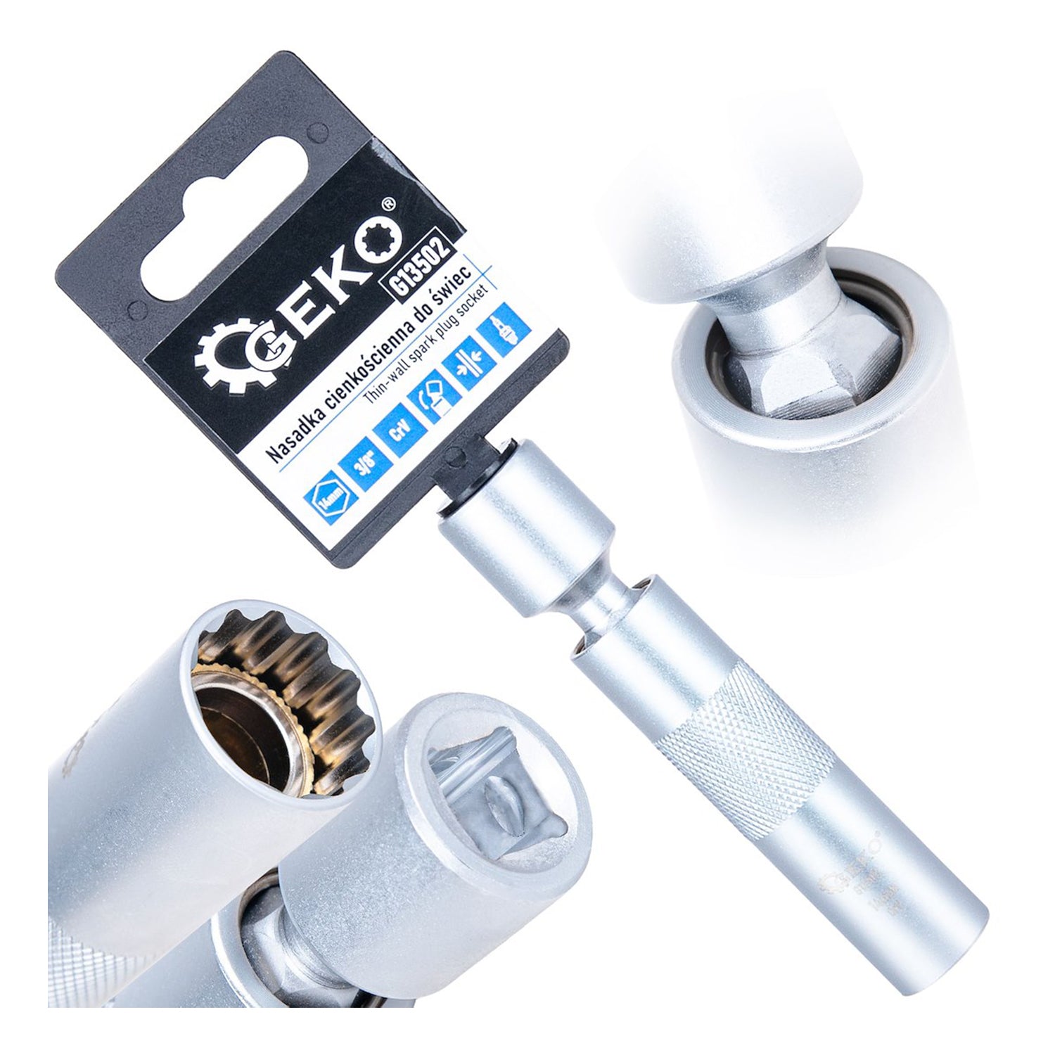 Μπουζόκλειδο Καρυδάκι 14mm 3/8" Με Άρθρωση Καρδανική Λεπτά Τοιχώματα CRV GEKO