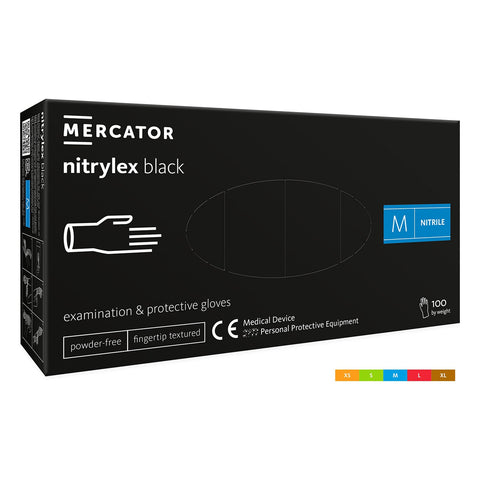 Γάντια Νιτριλίου NITRYLEX Χωρίς Πούδρα Μαύρα M 100 Τμχ MERCATOR
