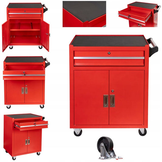 Τροχηλάτος Μεταλλικός Εργαλειοφόρος Χωρίς Εργαλεία Κόκκινος  Premium 73x63x40cm INVENTO